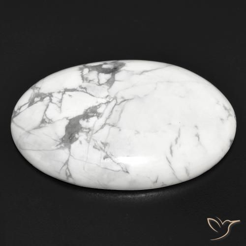 Howlite Blanc grisâtre naturelle ovale, 25.08 ct, Opaque