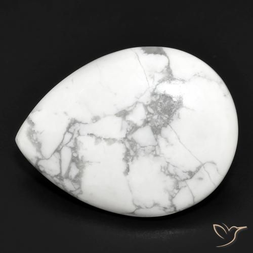 14.46ct Naturel Blanc grisâtre Howlite, En forme de poire, Opaque