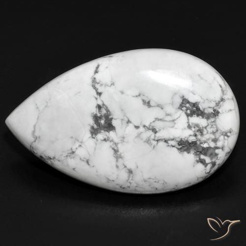 22.34ct Naturel Blanc grisâtre Howlite, En forme de poire, Opaque