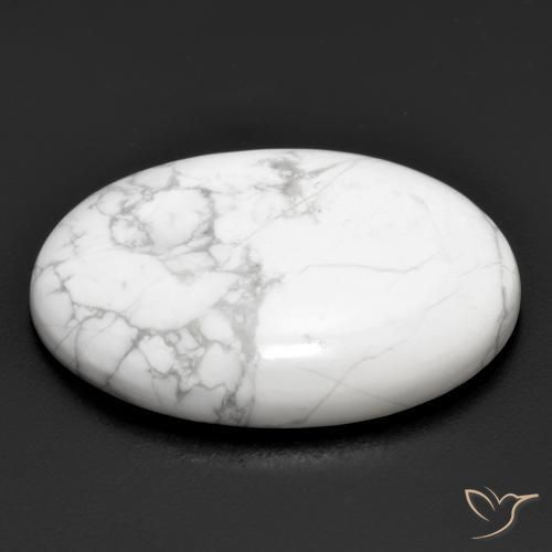 Howlite Blanc grisâtre naturelle ovale, 26.94 ct, Opaque