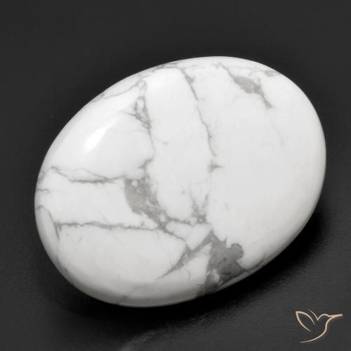 Howlite Blanc grisâtre naturelle ovale, 21.31 ct, Opaque