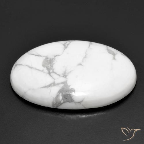Howlite Blanc grisâtre naturelle ovale, 21.31 ct, Opaque