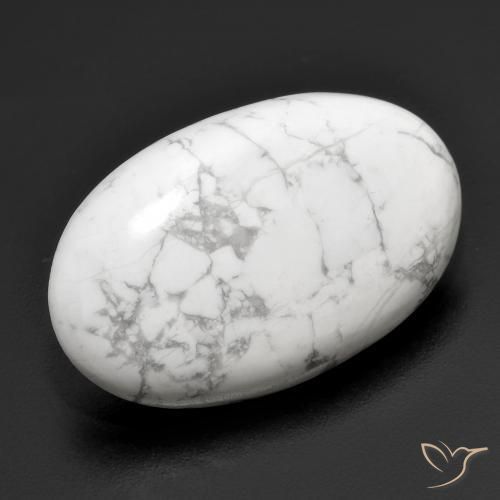 Howlite Blanc grisâtre naturelle ovale, 22.76 ct, Opaque