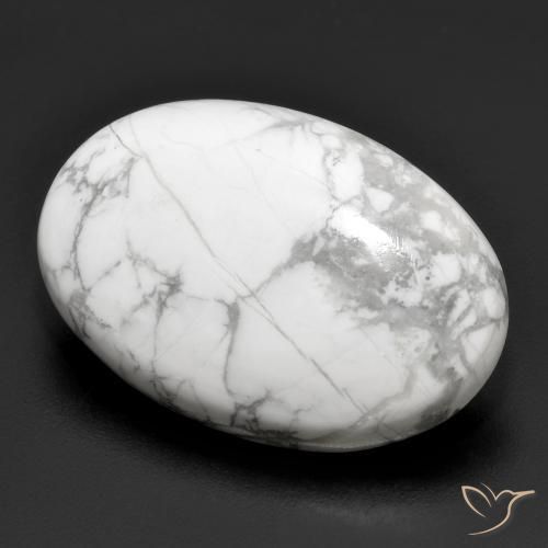 Howlite Blanc grisâtre naturelle ovale, 31.05 ct, Opaque