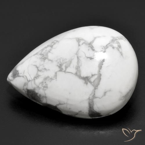23.39ct Naturel Blanc grisâtre Howlite, En forme de poire, Opaque