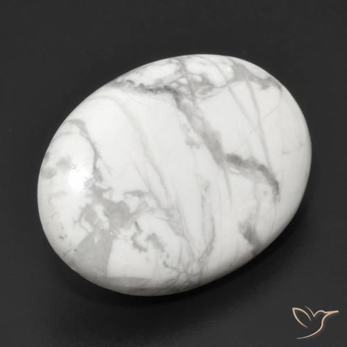 Howlite Blanc grisâtre naturelle ovale, 18.91 ct, Opaque