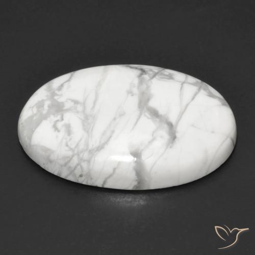 Howlite Blanc grisâtre naturelle ovale, 18.91 ct, Opaque