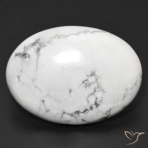 30.49ct Naturel Blanc grisâtre Howlite, ovale, Opaque