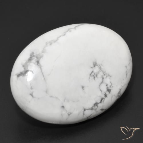Howlite Blanc grisâtre naturelle ovale, 30.49 ct, Opaque