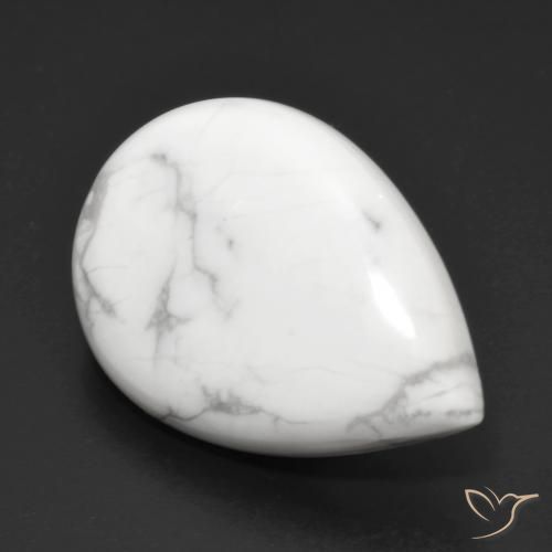 Howlite Blanc grisâtre naturelle En forme de poire, 23.64 ct, Opaque