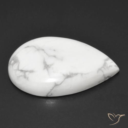 Howlite Blanc grisâtre naturelle En forme de poire, 23.64 ct, Opaque