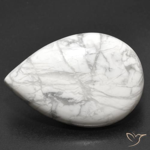 19.22ct Naturel Blanc grisâtre Howlite, En forme de poire, Opaque