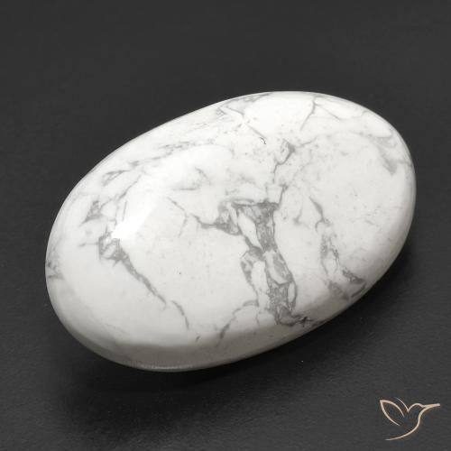 Howlite Blanc grisâtre naturelle ovale, 22.94 ct, Opaque