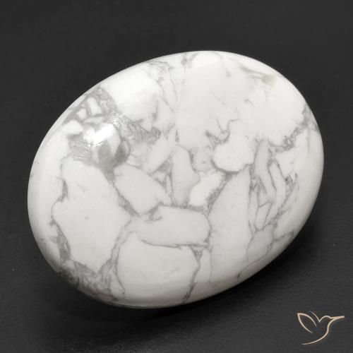 Howlite Blanc grisâtre naturelle ovale, 23.16 ct, Opaque
