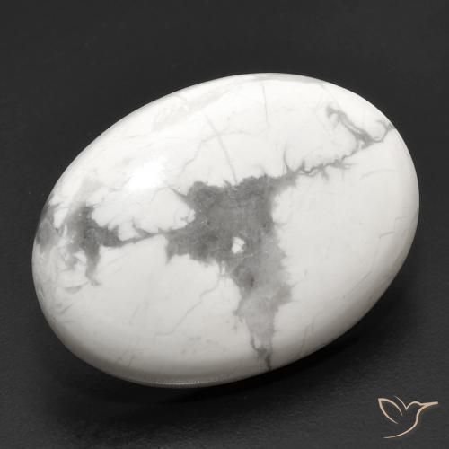 Howlite Blanc grisâtre naturelle ovale, 18.95 ct, Opaque