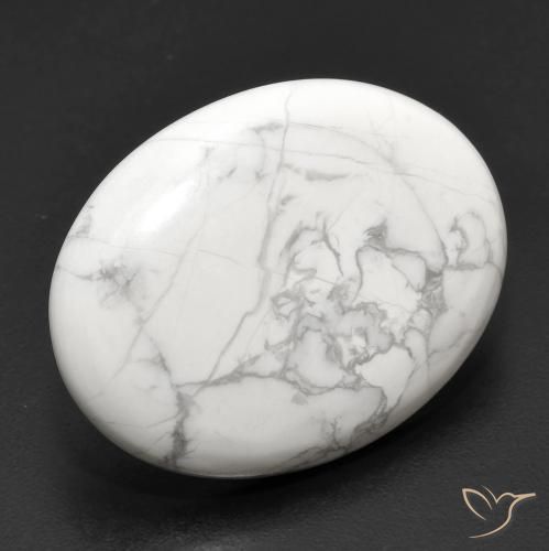 Howlite Blanc grisâtre naturelle ovale, 16.35 ct, Opaque