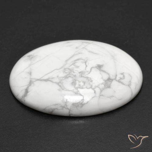 Howlite Blanc grisâtre naturelle ovale, 16.35 ct, Opaque