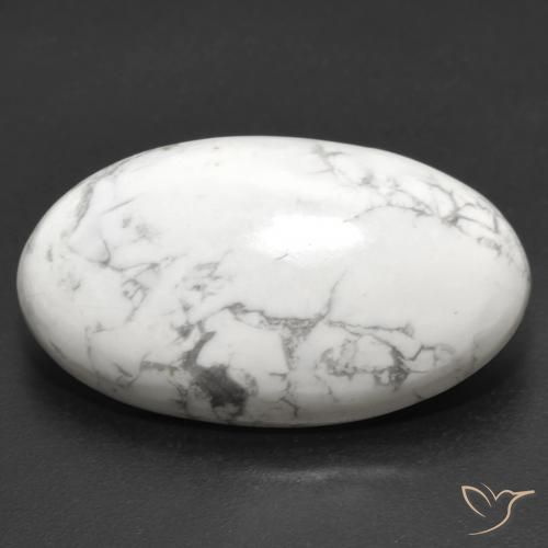 22.32ct Naturel Blanc grisâtre Howlite, ovale, Opaque