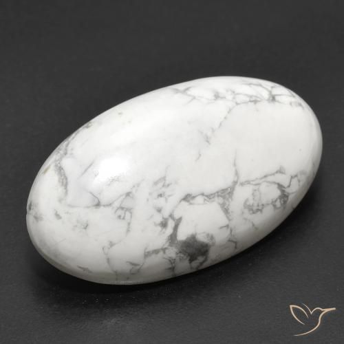 Howlite Blanc grisâtre naturelle ovale, 22.32 ct, Opaque