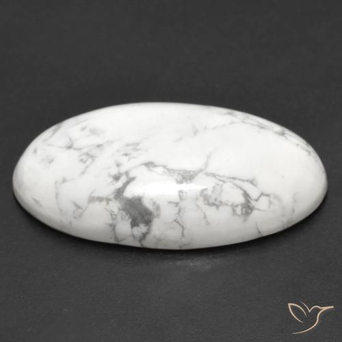 Howlite Blanc grisâtre naturelle ovale, 22.32 ct, Opaque