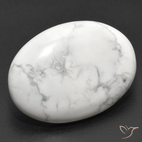 Howlite Blanc grisâtre naturelle ovale, 23.87 ct, Opaque