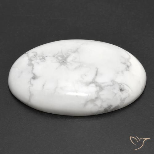 Howlite Blanc grisâtre naturelle ovale, 23.87 ct, Opaque