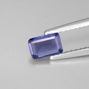Iolite bleue naturelle taille émeraude, 0,36 ct, VS