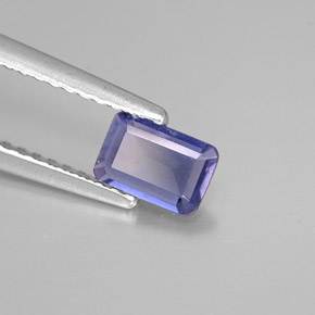 Iolite bleue naturelle taille émeraude, 0,36 ct, VS
