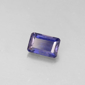 Iolite bleue naturelle taille émeraude, 0,49 ct, VS