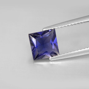 Iolite bleue naturelle carré, 1,20 ct, VS