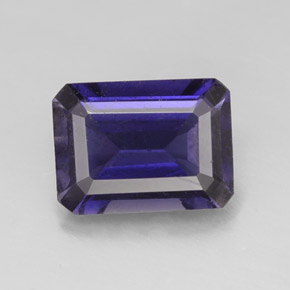 Iolite bleue naturelle taille émeraude, 1,23 ct, VS