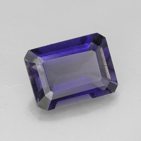 Iolite bleue naturelle taille émeraude, 1,23 ct, VS
