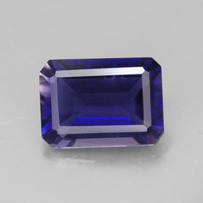 Iolite bleue naturelle taille émeraude, 1,08 ct, VVS-VS
