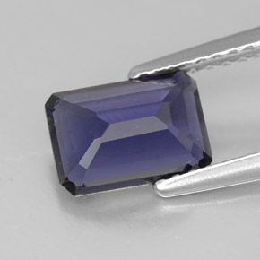 Iolite bleue naturelle taille émeraude, 1,08 ct, VVS-VS