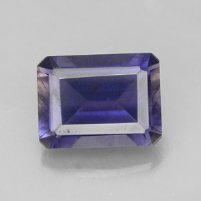 Iolite bleue naturelle taille émeraude, 1,53 ct, VS