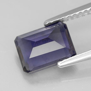 Iolite bleue naturelle taille émeraude, 1,53 ct, VS