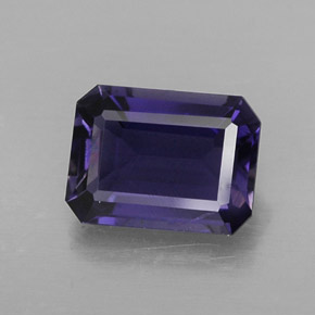 Iolite violet naturelle taille émeraude, 1,27 ct, VVS-VS