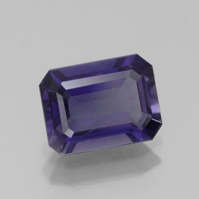 Iolite bleue naturelle taille émeraude, 1,10 ct, VS