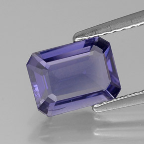 Iolite bleue naturelle taille émeraude, 1,04 ct, VS-SI