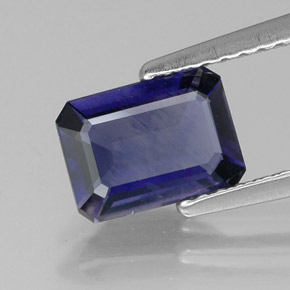 Iolite bleue naturelle taille émeraude, 0,99 ct, VS