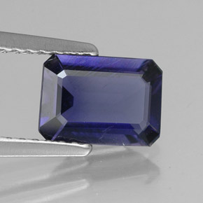 Iolite bleue naturelle taille émeraude, 0,99 ct, VS