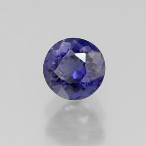 Iolite bleue naturelle coupe roude, 0,51 ct, VS-SI