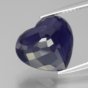 Iolite bleue naturelle forme de coeur, 7,41 ct, VS-SI