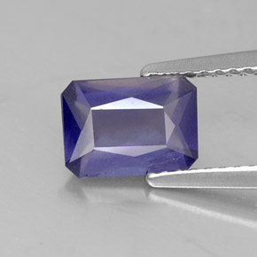 Iolite bleue naturelle taille émeraude, 1,12 ct, VS-SI