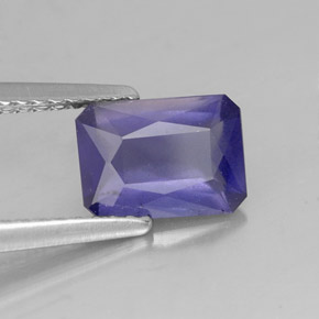 Iolite bleue naturelle taille émeraude, 1,12 ct, VS-SI