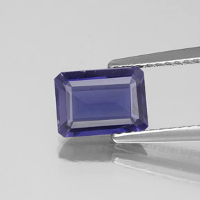 Iolite bleue naturelle taille émeraude, 1,09 ct, VS