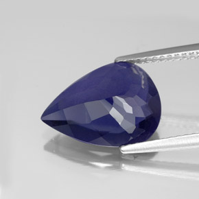 Iolite Violet Bleu naturelle En forme de poire, 3.45 ct, VS