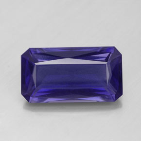 Iolite bleu violet naturelle taille émeraude, 5,74 ct, VS