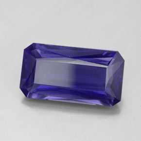 Iolite bleu violet naturelle taille émeraude, 5,74 ct, VS