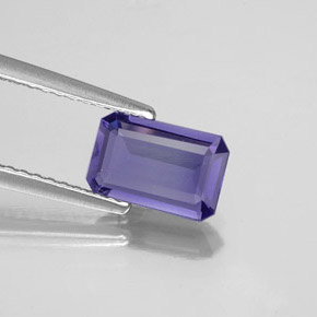 Iolite bleue naturelle taille émeraude, 0,88 ct, VS